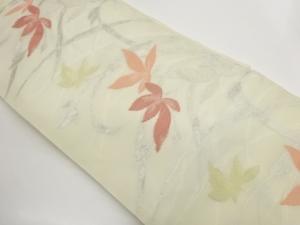 紗 草花模様織出し名古屋帯